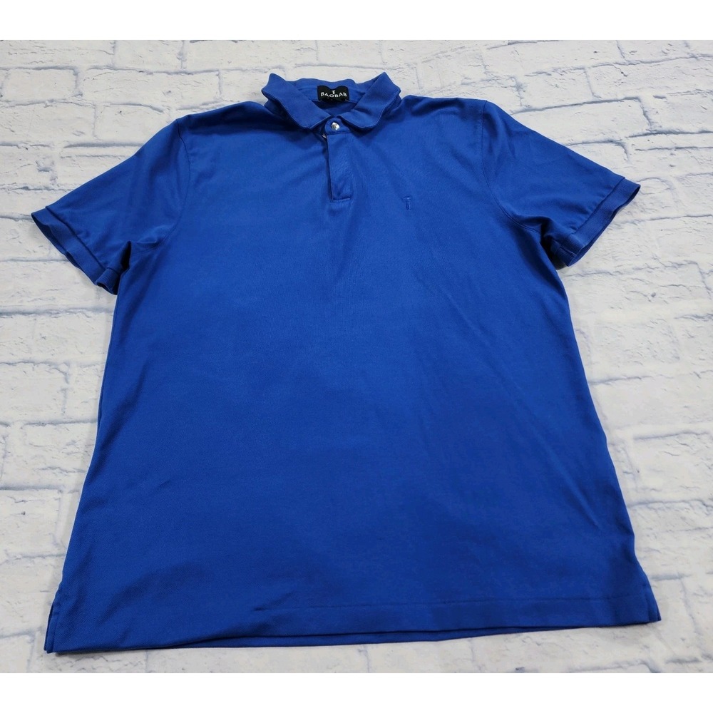 Baobab MENS XL Blue 1/4 Zip Short Sleeve Snap Button Polo Shirt Pima Cotton Golf